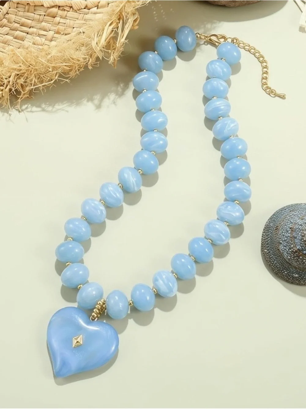 NEW! Blue Heart Pendant Dopamine Beaded Necklace